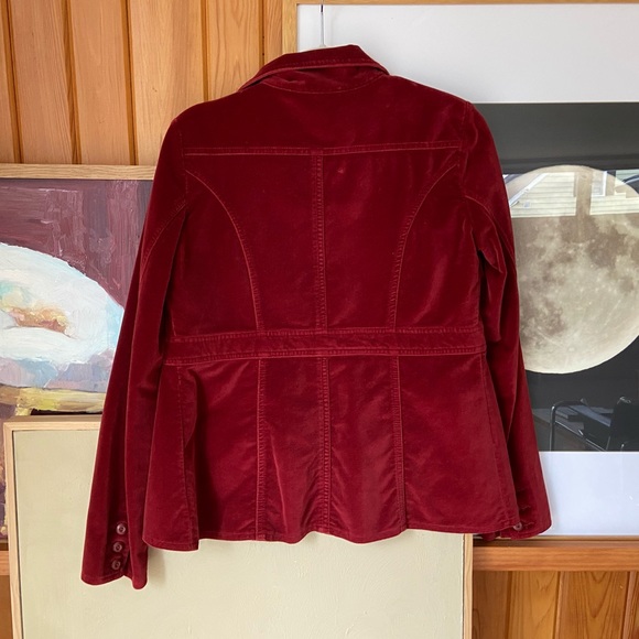 Dark red velvet blazer - Picture 5 of 9